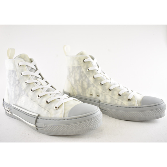 Dior Mens B23 Grey Oblique Logo Transparent High Top Lace Up Flat Sneaker 44 11 - Picture 3 of 12